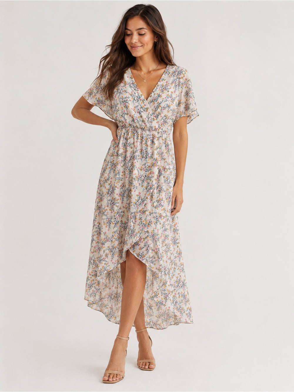 Sienna Sky Women's Floral V-Neck Midi Dress Size Large